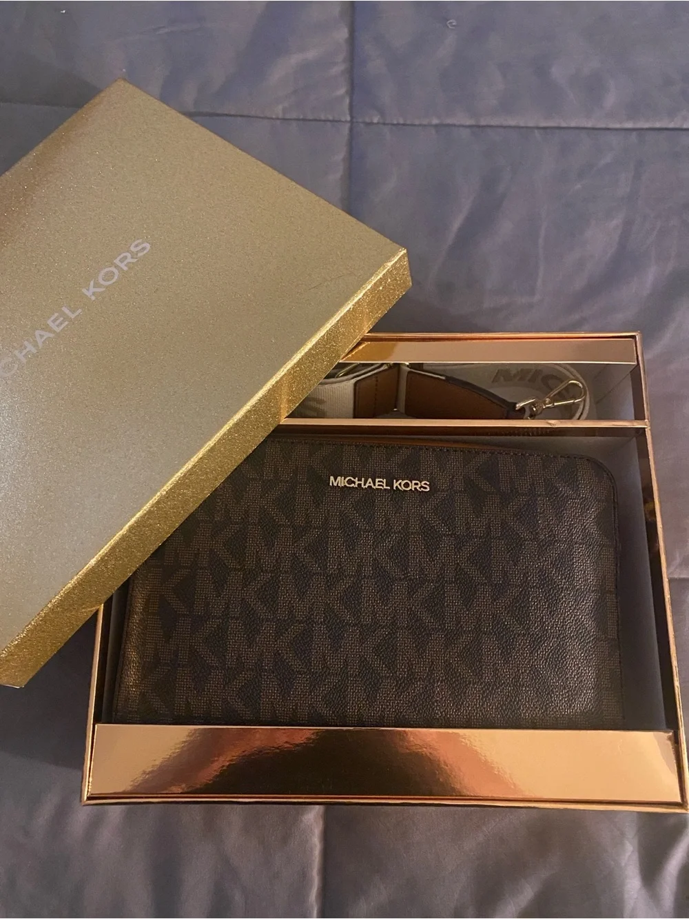 Michael Kors Black MK Monogram Crossbody Phone Case